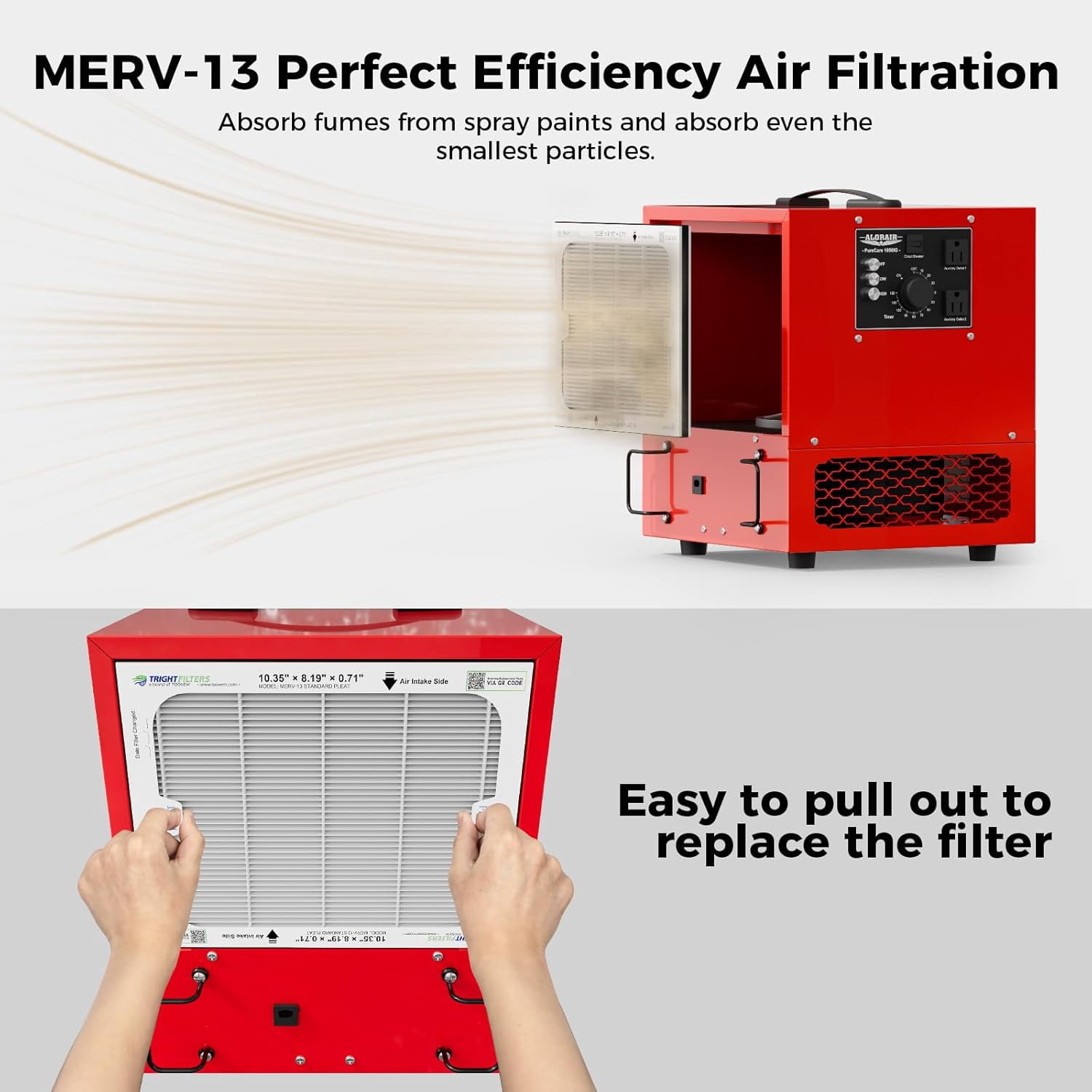 AlorAir 850/1050 CFM Portable Air Filtration System Built-In Ionizer with Strong Vortex Fan for Garage, Works Shop, Purecare 1050IG Tabletop Dust Collector