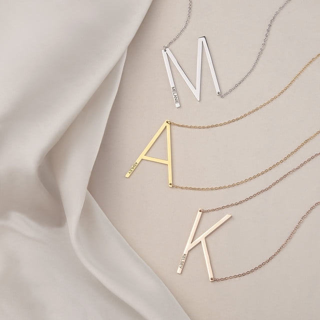 Slanted letter necklace deals