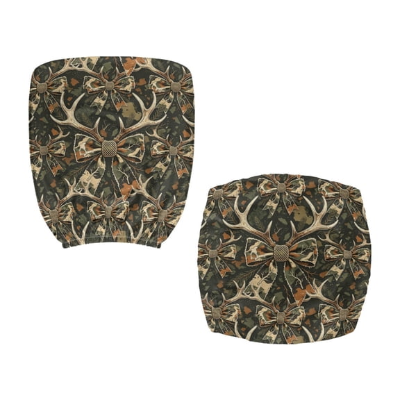 Chririnla Computer Desk Chair Seat Covers Camouflage Antler Bow Print with Stretch Decorative Computer Chair Slipcovers for Gaming Chair, 2 Pcs Office Chair Covers