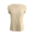 thumbnail image 5 of ZyeKqe Womens Summer Top Cap Sleeve Shirts Crewneck T Shirts Solid Color Loose Fitted Casual Tees, 5 of 9