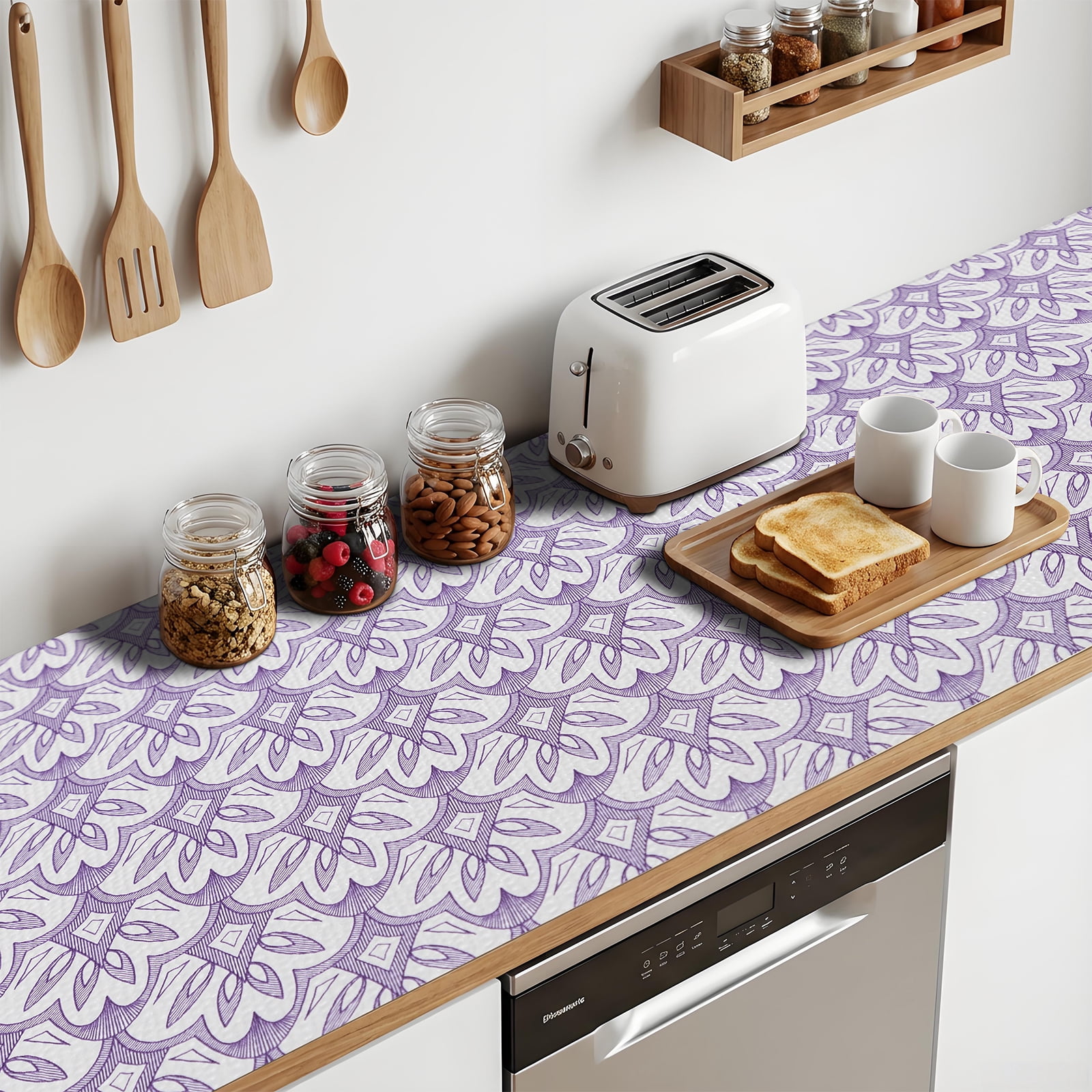 RAY STAR 12x120 Inch Shelf Liner Non Slip, Non Adhesive Drawer Liner, Waterproof Shelf Liners for Kitchen Cabinets