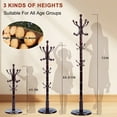 thumbnail image 4 of Wooden coat rack freestanding, 14 Hooks Coat racks stand for Entryway, Adjustable Height Coat Tree for Hats, jacket, Handbags, Vintage heavy duty coat rack, 4 of 7