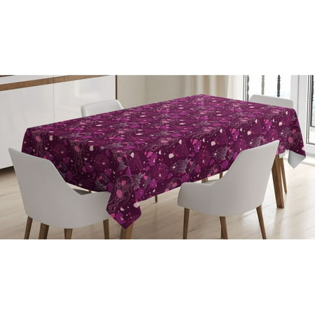 

Jellyfish Tablecloth Various Outline Organisms with Paint Drops Marine Fauna Line Art Rectangle Satin Table Cover Accent for Dining Room and Kitchen 52 X 70 Dark Magenta Rose by Ambesonne