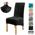 thumbnail image 1 of 4 Pack Stretch Velvet Dining Chair Covers, Removable Washable XL Size Soft Dining Chair Slipcovers for Kitchen Home Restaurant（Solid，Black）, 1 of 8