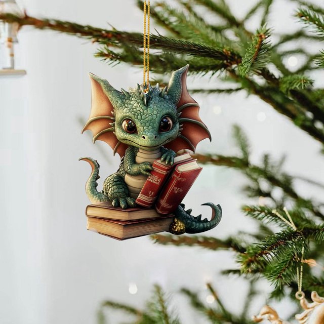 2D Christmas Baby Reading Book Pendant Festive Tree Ornament Acrylic Flat Decoration for