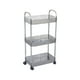 thumbnail image 2 of Estantería de plástico de tres niveles | Estantería móvil con ruedas | Organizador multicapa gris transparente para cocina, baño y sala de estar | Carrito de almacenamiento compacto, 2 of 6