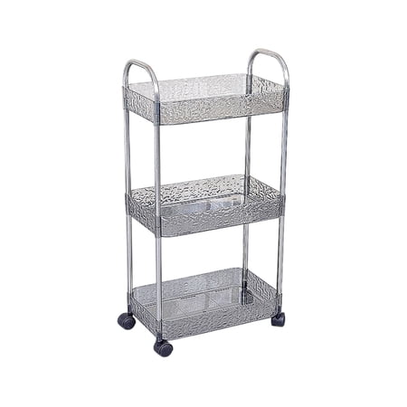 Leodye 1PCS 3-tier Transparent Mobile Storage Trolley Multi-functional Rolling Kitchen Bathroom Sundry Storage Cabinet Rack -25.98x12.79x8.07in