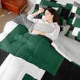 thumbnail image 5 of Manfei Forest Green Geometric King Bedding, Abstract Grid King Bed in a Bag, Black White Green Gray, Gray Reversible 7 Pieces, 5 of 6