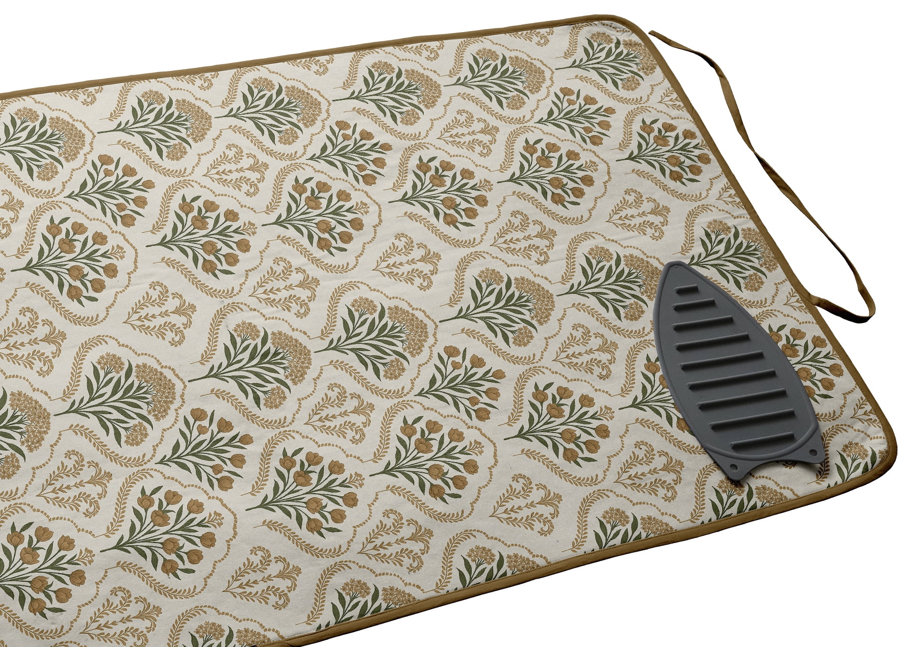 Vargottam Magnetic Ironing Mat - Foldable Cotton Iron Mat with Fiber Pad & Silicone Iron Rest - Portable, Washable, Travel-Friendly Ironing Board Alternative for Tabletop, Washer, Dryer - Floral
