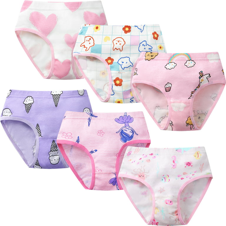 Little Girls Soft Cotton Underwear Briefs, Uccdo Kids Toddlers Padded  Panties Undies, Pack of 6, 3-10T