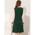 thumbnail image 4 of INSPIRE CHIC Robe à Manches Longues avec Col Contrasté et Boutons Décoratifs pour Femmes Vert Foncé L, 4 of 5