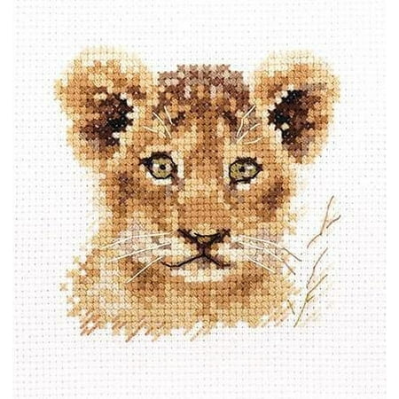 UPC: 4610009345796 | Counted Cross-Stitch Kit Animal Portraits. Lion Cub 0-194 Needlework Brown Animal Easy