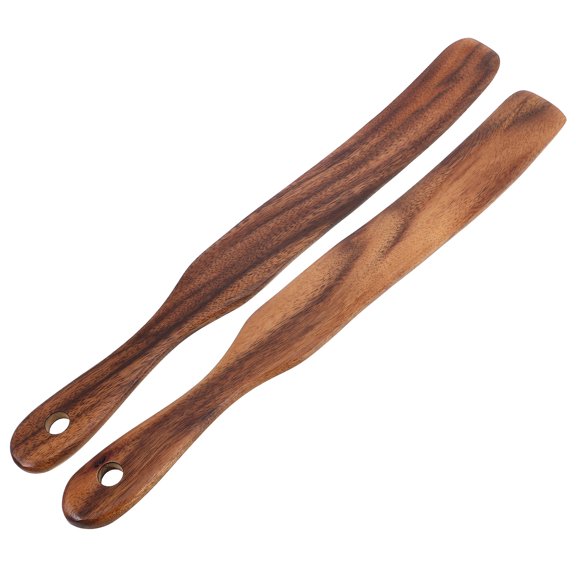 MLINS 2pcs Wood Sourdough Spurtles Handle Kitchen Utensils for Mixing Dough with Hanging Hole Cooking Tools