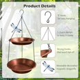 thumbnail image 3 of Double Layer Metal Hanging Birdbath 2 in 1 Bird Feeders with Black Chains for Outdoor Garden Yard Decor in Copper, 3 of 5