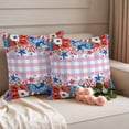 thumbnail image 2 of 4th of July Outdoor Waterproof Pillow Covers, Independence Day Floral Checkered Stars Decorative Square Throw Pillowcase Sofa Cushion Sham for Patio/Couch/Chair, 24"x24" 2 Pack, 2 of 8