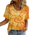 thumbnail image 2 of Sexlip Womens Yellow Tie Dye Blouse Crew Neck Design Breathable Fabric Relaxed Silhouette for Summer Gatherings Yellow M, 2 of 9