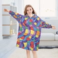 thumbnail image 5 of FORMRS Wearable Blanket Hoodie with Sleeves for Kids Cozy Flannel Sweatshirt, Yellow Wavy Plaid, 5 of 7