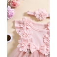 thumbnail image 6 of Newborn Baby Girl Lace Romper Dress 0 3 6 12 18 Months Short Sleeve Floral Ruffle Mesh Tutu Dress Cute Jumpsuits with Headband, 6 of 8