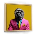thumbnail image 2 of Designart "Gorilla in a Yellow Suit" Animals Framed Wall Art - Pink Gorilla Entryway Framed Wall Art Print, 2 of 6