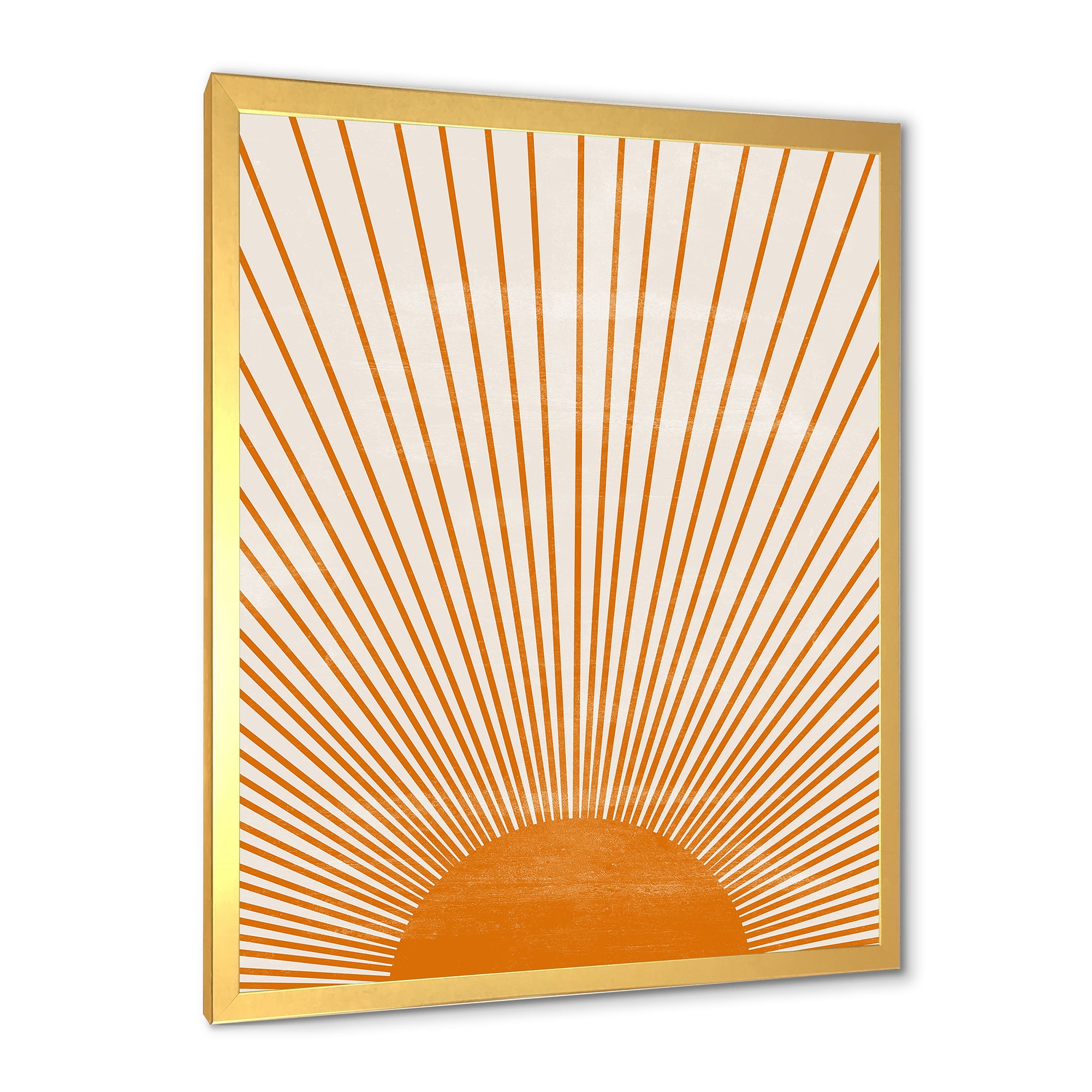 Designart 'Orange Sun Print On Beige III' Modern Framed Art Print