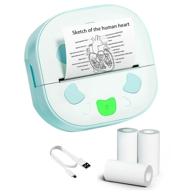 Impresora de Pegatinas, Miniimpresora, Impresora Portátil de Pegatinas con Bluetooth y 3 Rollos de Papel, Impresora Térmica Sin Tinta.