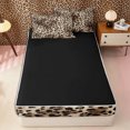 thumbnail image 4 of Meiyoeat Retro Leopard Print Zipper Full Size Comforter Sets with Fitted Sheet and 2 Pillowcases, Furry Animal Pattern Zipper Bedding Set, Beige Brown,4pcs,Black Reversible, 4 of 6