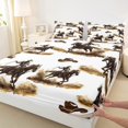 thumbnail image 3 of jejeloiu Western Cowboy Hats Twin Sheet Sets,Rustic Farmhouse Horse Twin Fitted Sheet,Brown White Flat Sheet For Boys Kids,Super Cozy Room Decor,3-Piece, 3 of 7