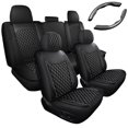 thumbnail image 6 of Full Set Leather Car Seat Covers Fits for 09-22 RAM 1500 and 10-22 RAM 2500 3500 & Carbon Fiber Universal Car Steering Wheel Booster Cover Non-Slip Accessories, 6 of 11