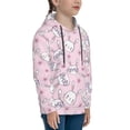 thumbnail image 3 of Uemuo Cute Rabbit Flower Pattern Hooded Sweatshirt for Youth Pullover with Kangaroo Pocket Trendy youth sweatshirt Casual Hoodie for Boys and Girls-X-Large, 3 of 6