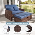 thumbnail image 4 of UDPATIO Wicker Patio Outdoor Daybed, Outdoor Chaise Lounger w/ 4-Level Adjustable Backrest, Storage Ottoman for Balcony, Garden, Poolside (Blue), 4 of 7