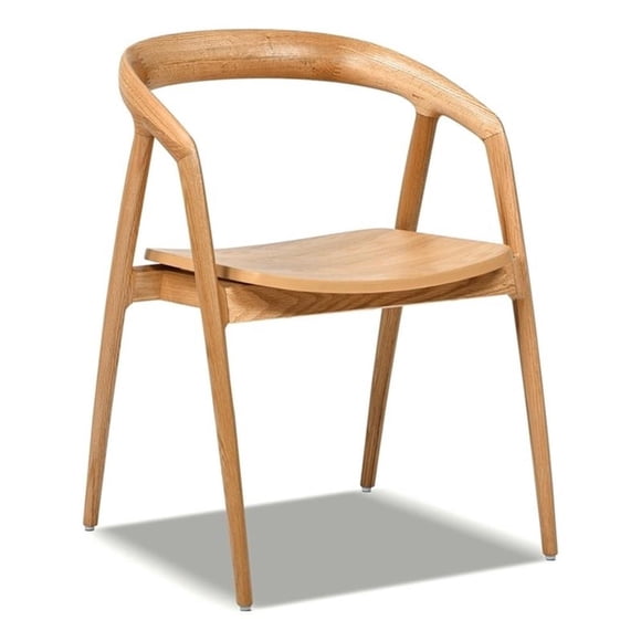 Pemberly Row 21" Scandinavian Sculpted Oak Wood Dining Chair in Natural Brown