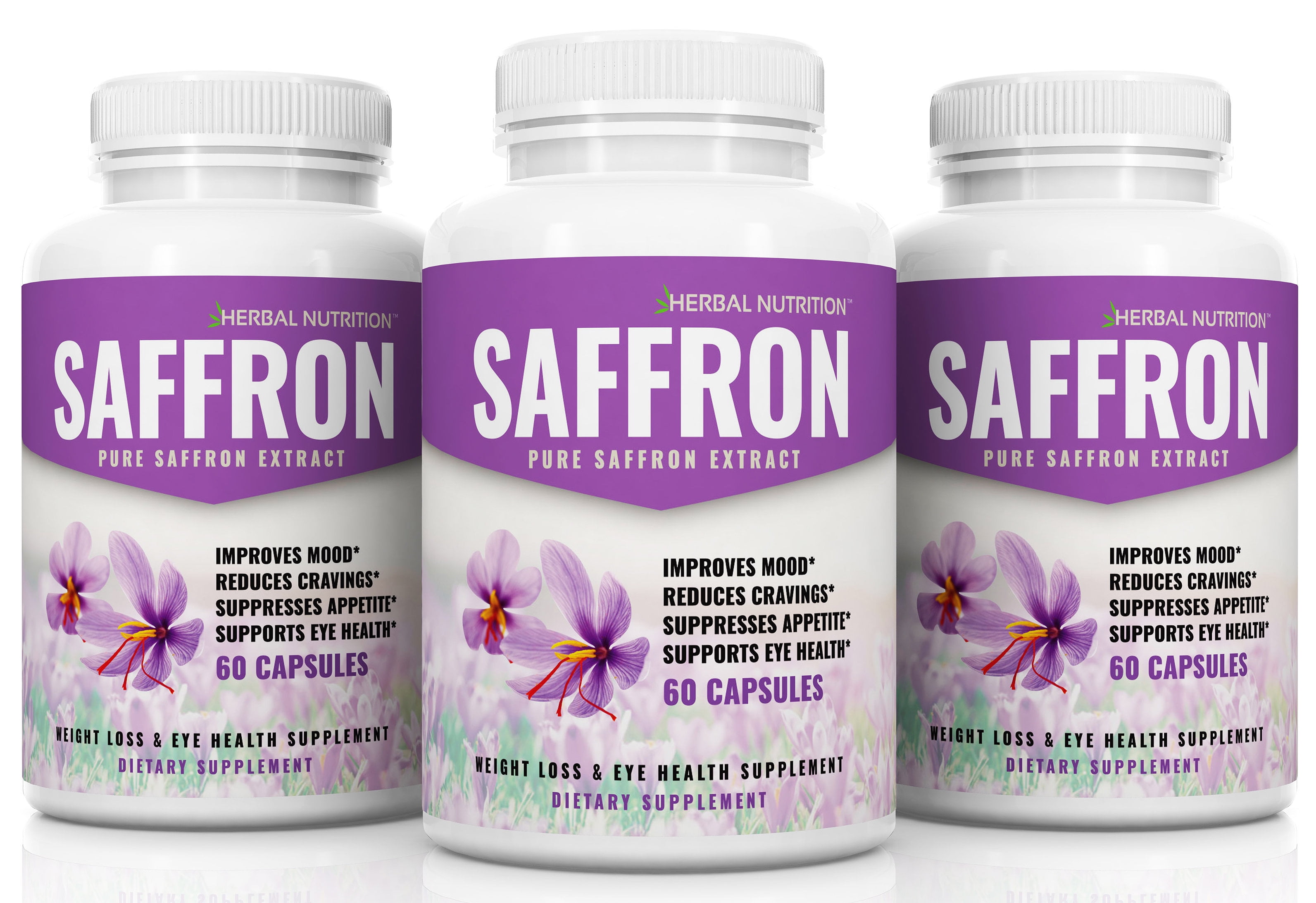 Sale Pure Saffron Extract Three 60 Count Bottles, 88.5mg Per