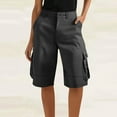 thumbnail image 2 of Womens Shorts Solid Color Stretched Waist Versatile Casual Pants Women's Cargo Shorts Comfy Loose Shorts Knee Length Shorts for Summer Casual, 2 of 7