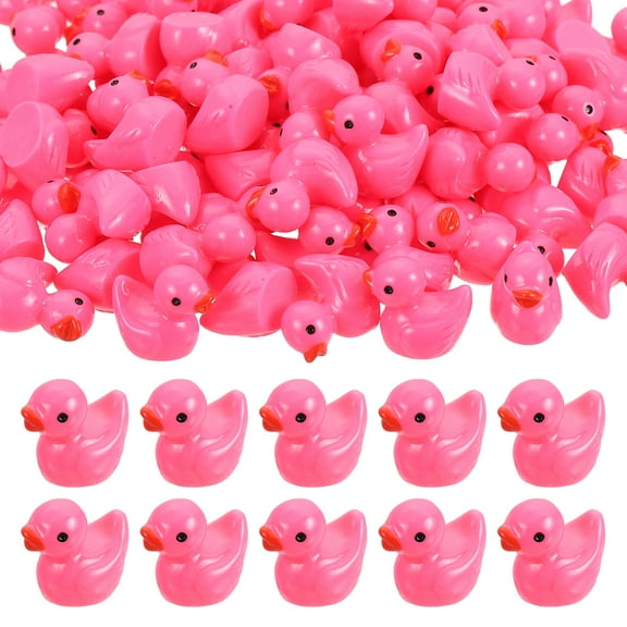 Mini Resin Ducks, Cute Tiny Ducks to Hide Miniature Figures Bulk Perfect for Dollhouse & Micro Fairy Garden & Landscape & Aquarium & DIY Craft Decor(Rose Red, 60pcs)