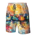 thumbnail image 4 of Fotbe Colorful Fishing Boats Trajes de Baño Estampados para Hombre, Shorts de Verano de Secado Rápido, Ropa de Playa, Bañadores-X-Large, 4 of 5