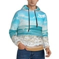 thumbnail image 2 of Picia Sunny Ocean Waves Pattern Casual Men's Hoodie - Lightweight Hooded Sweatshirt with Kangaroo Pocket, Comfortable Pullover for Everyday, Travel-Medium, 2 of 7