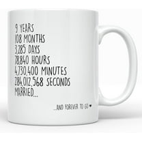 YouNique Designs 9 Year Anniversary Mug, 11 Ounces, Funny 9th Anniversary Coffee Mug for Him, Ninth Year Pottery Anniversary Cup, 9th Wedding Anniversary Cup for Husband and Wife (White)