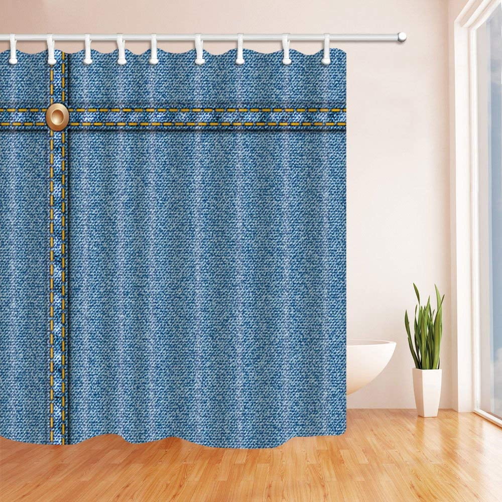 BPBOP Jeans Decor Jean Material with Sewing Thread Polyester Fabric