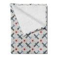 thumbnail image 2 of Vintage Airplane Soft Flannel Fleece Blanket, Geometric Airplane Concept with Stripes Star Patterned Background, Cozy Plush for Indoor and Outdoor Use, 60" x 80", Pale Blue Red Grey, by Ambesonne, 2 of 5