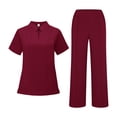 thumbnail image 2 of Minjewel Women's Quick-Dry Polo Collar Short Sleeve Scrubs for Women Set, Professional & Moisture-Wicking Scrub Set for Nurses & Caregivers,Red 2XL, 2 of 6