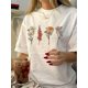 thumbnail image 1 of Vintage-Inspired Floral Print T-Shirt for Women - Casual Crew Neck, Short Sleeve Top, Breathable Polyester, Machine Washable, 1 of 6