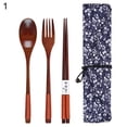thumbnail image 2 of 3/4Pcs Reusable Portable Travel Wooden Spoon Chopsticks Fork Tableware Cutlery, 2 of 10