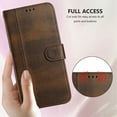 thumbnail image 6 of Wallet Case for Google Pixel 9a, Short Strap PU Leather Case, Premium PU Leather Kickstand Magnetic Folio Cover for Google Pixel 9a with Card Holder, Support Wireless Charging - Brown, 6 of 9