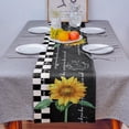 thumbnail image 4 of Table Runner Dresser Scarves 70 Inch Long, Farm Blooming Sunflower Floral Linen Dining Table Runners Vintage Black Buffalo Checkered Tabletop Scarf for Wedding Holiday Party Kitchen, 4 of 7