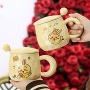 Chiikawa Gift Kawaii Hachiware Usagi Ceramic Cup with Lid Spoon Cute Cartoon Mug Birthday Gift Cup