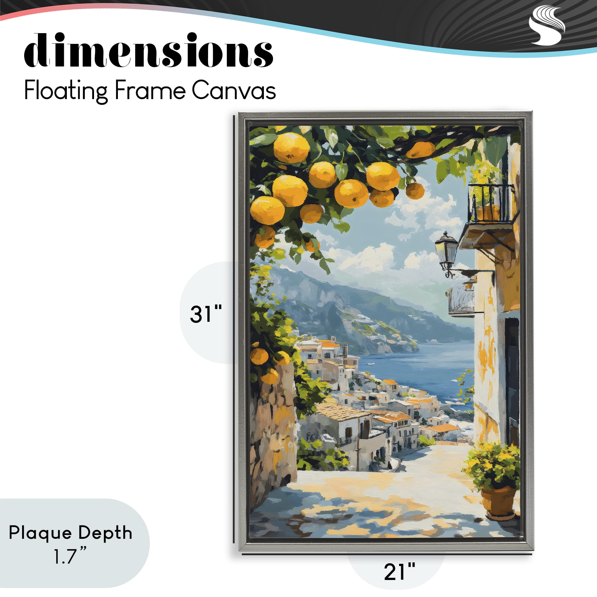 Stupell Industries Lemon Tree Overlooking Coast Gray Framed Floater Canvas Wall Art, design by Creative Studio
