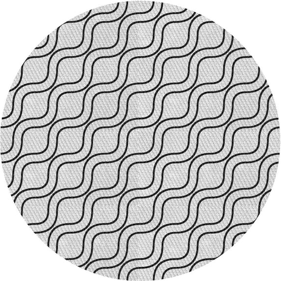 Ahgly Company Indoor Round Patterned Off-White Novelty Area Rugs, 7' Round