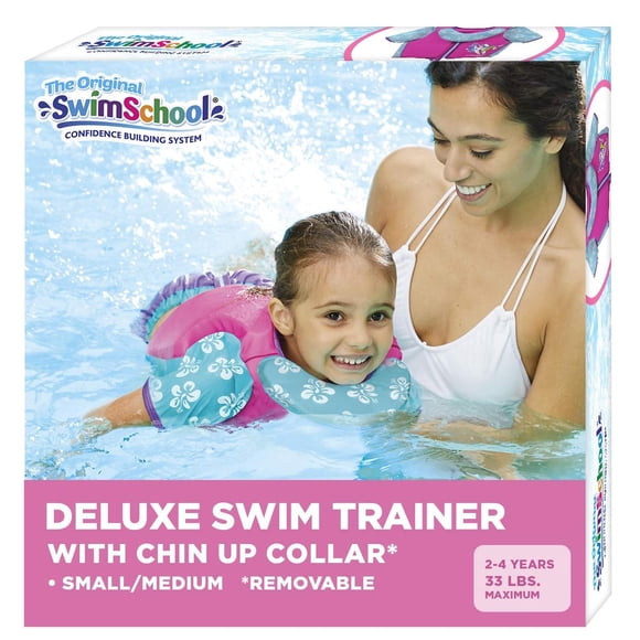 Chaleco de Natación Swimschool Rosa y Aguamarina con Mangas y Correa Ajustable