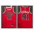 thumbnail image 1 of hot pressed 2022 nba Chicago Bulls No. 91 Rodman red basketball jersey, 1 of 4