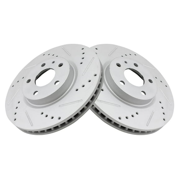 TRQ Front Performance Brake Rotors Set Premium G-Coated Cross Drilled & Slotted Fits Select 2013-2020 Ford Fusion 2013-2016 Lincoln MKZ